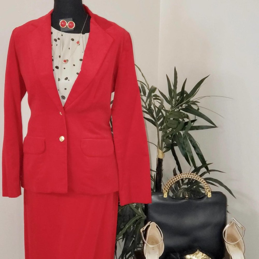 70s Paddle and Saddle Red Velour Suit STUNNING Siz